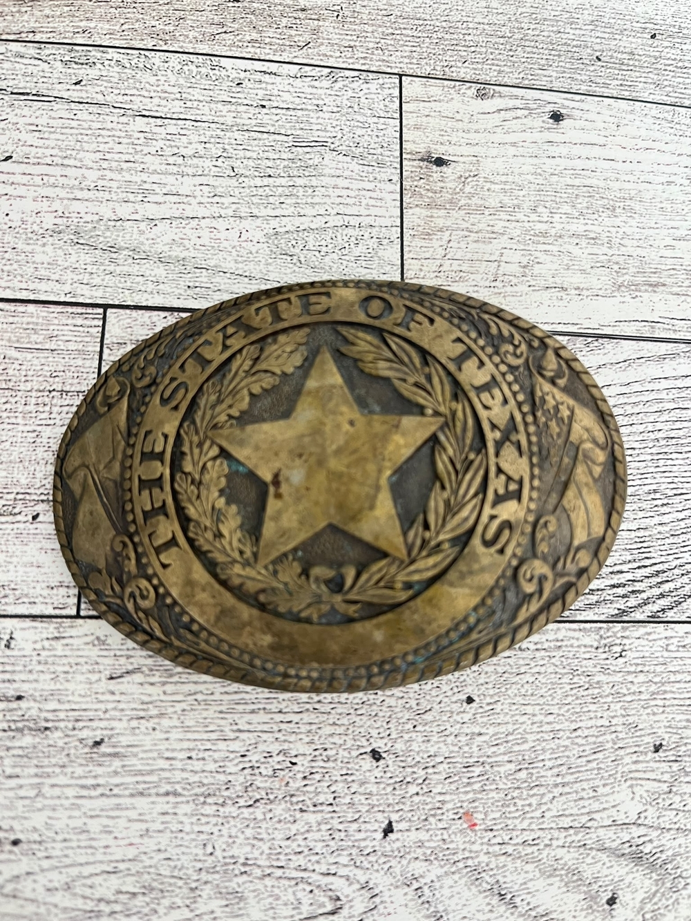 Tony Lama Brass Tone Oval Belt Buckle - Bronze Finish